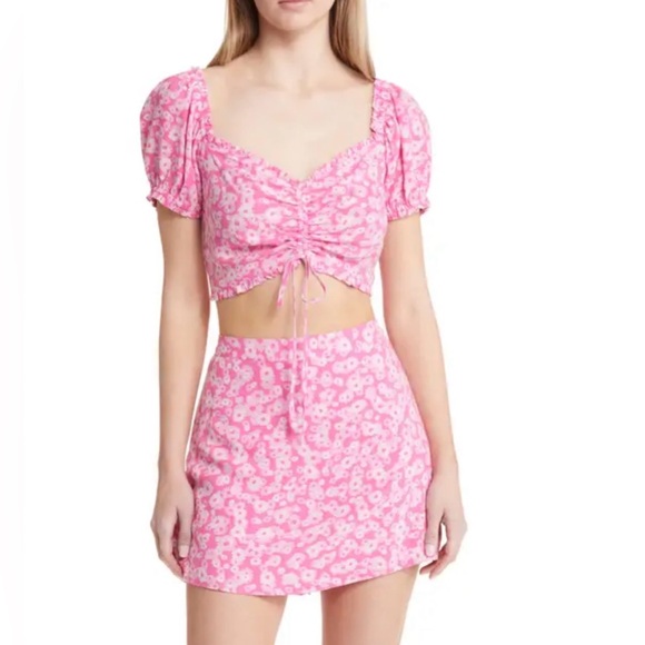 Nordstrom Dresses & Skirts - Nordstrom BP. Pink Floral Two Piece Crop Top and Skort Set